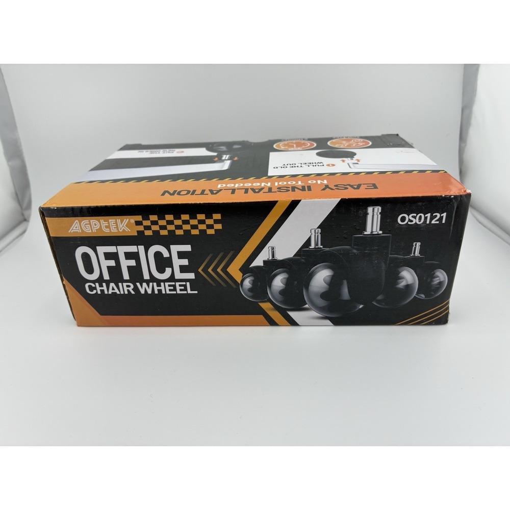 AGPTEK Office Chair Wheel Set of 5 Steel+PU 130kg Black OS0121